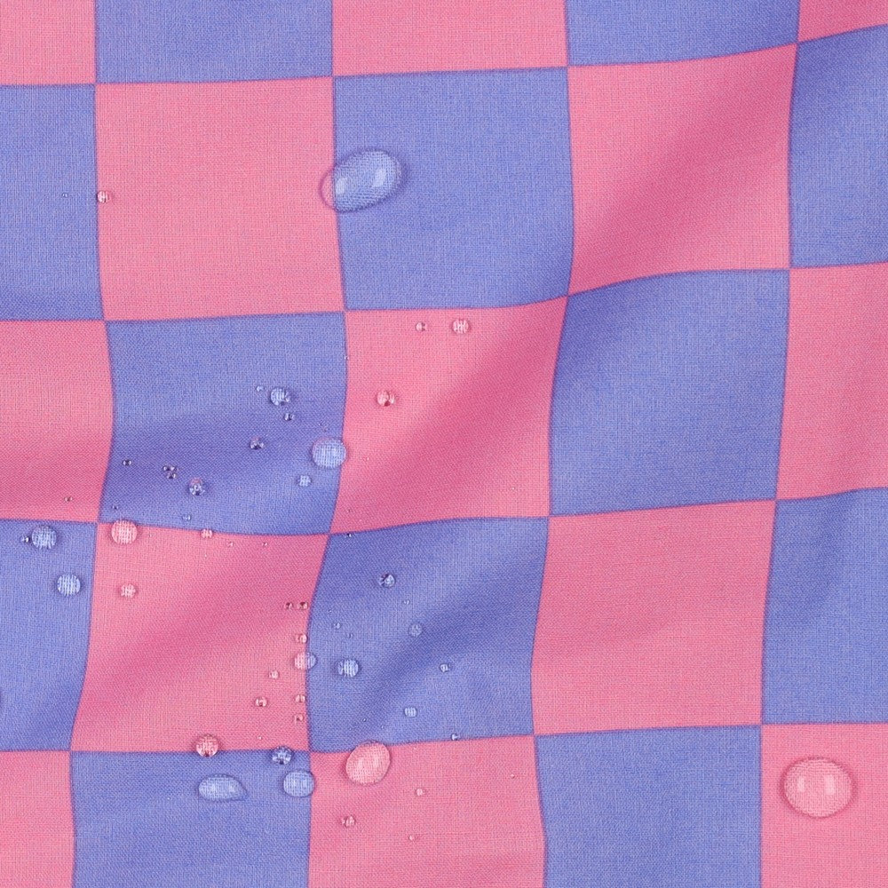 Beschichtete Baumwolle Karo blau pink