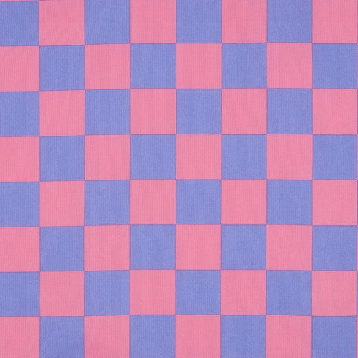 Beschichtete Baumwolle Karo blau pink