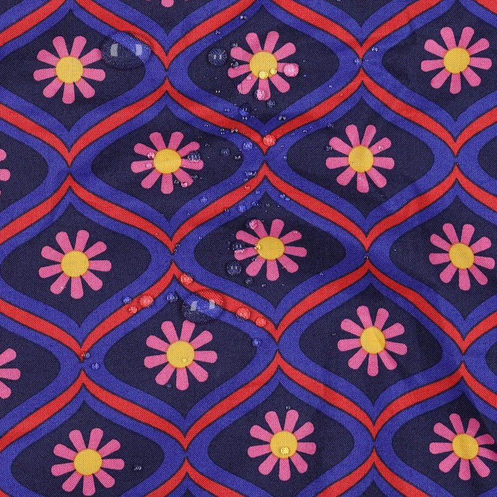Beschichtete Baumwolle Flowers navy