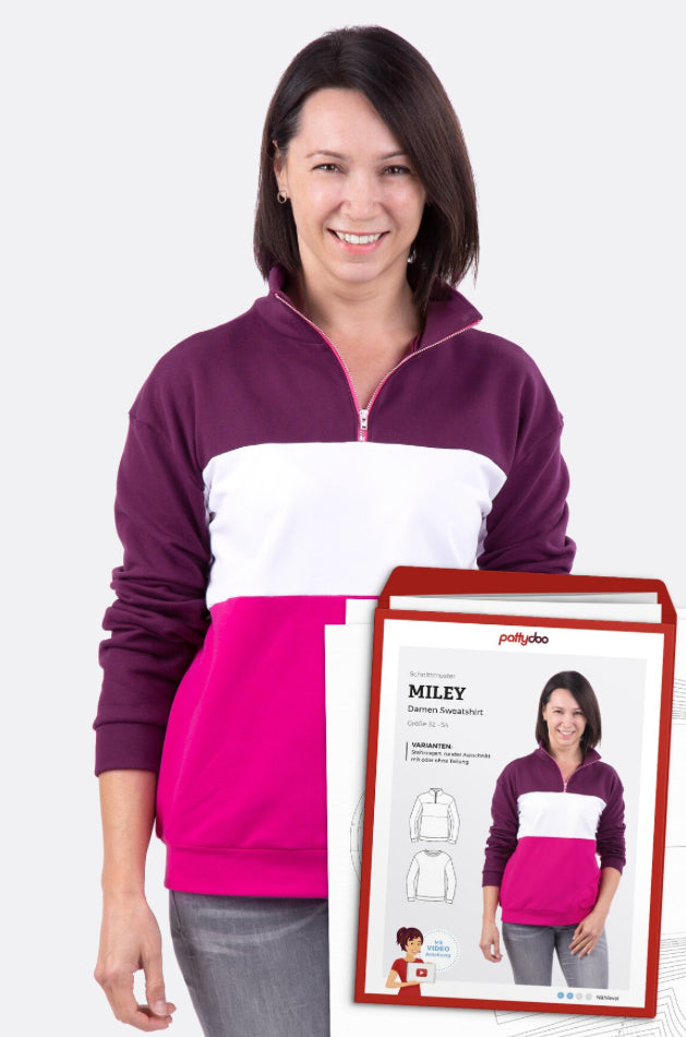 Pattydoo Damen Sweatshirt Troyer mit Kragen Miley