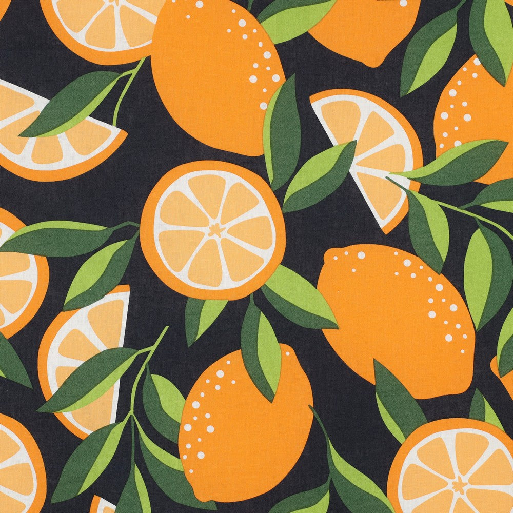 Beschichtete Baumwolle Lemons navy
