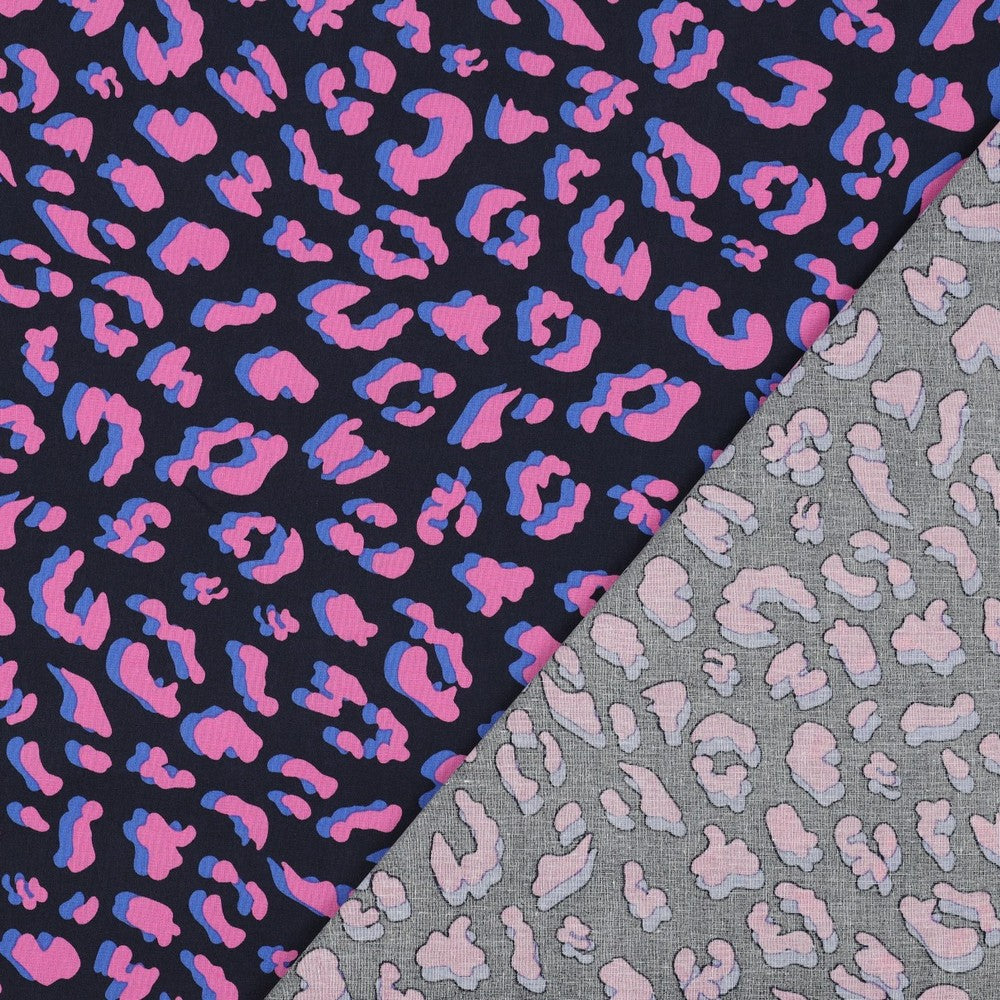 Beschichtete Baumwolle Animal Skin Leo dunkelblau pink
