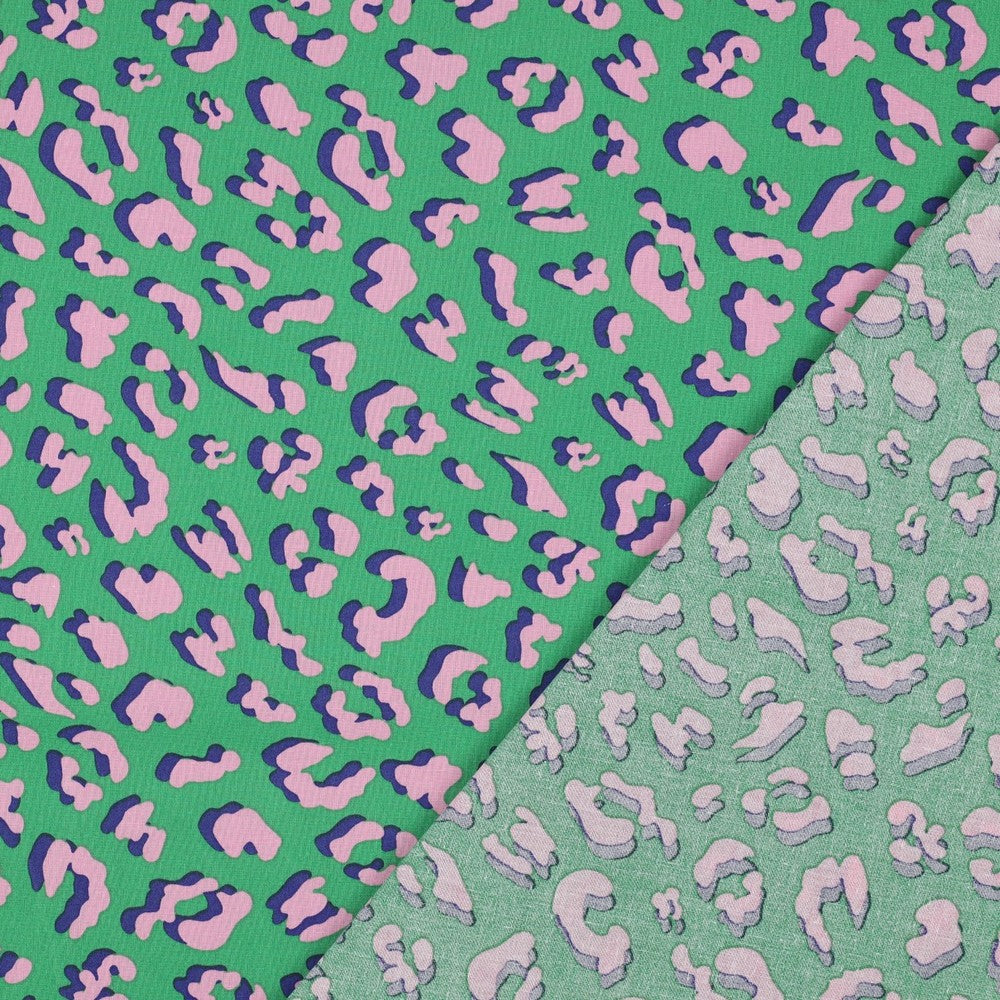 Beschichtete Baumwolle Animal Skin Leo grün rosa
