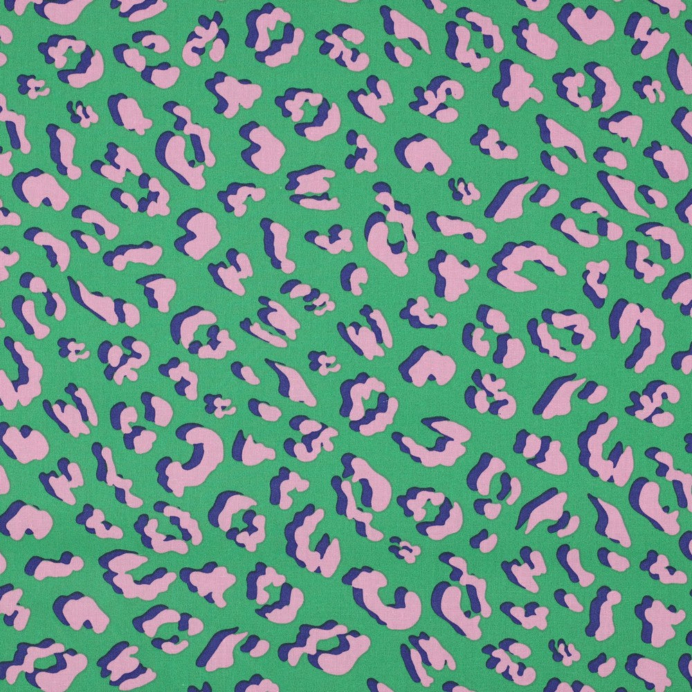 Beschichtete Baumwolle Animal Skin Leo grün rosa