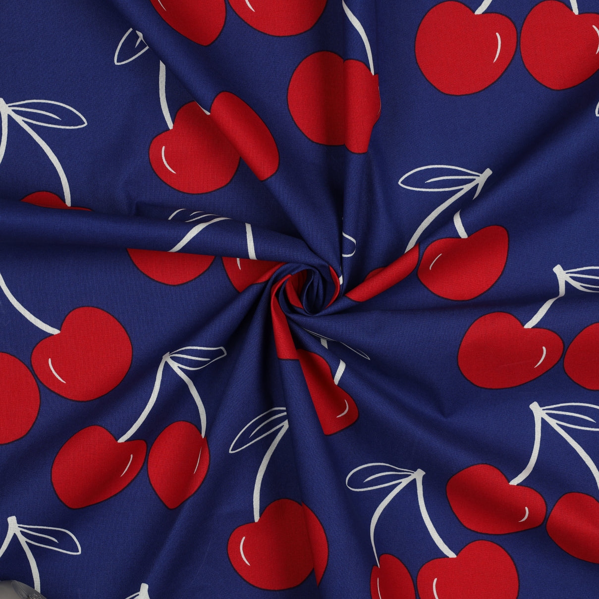 Beschichtete Baumwolle Cherries Kirschen blau