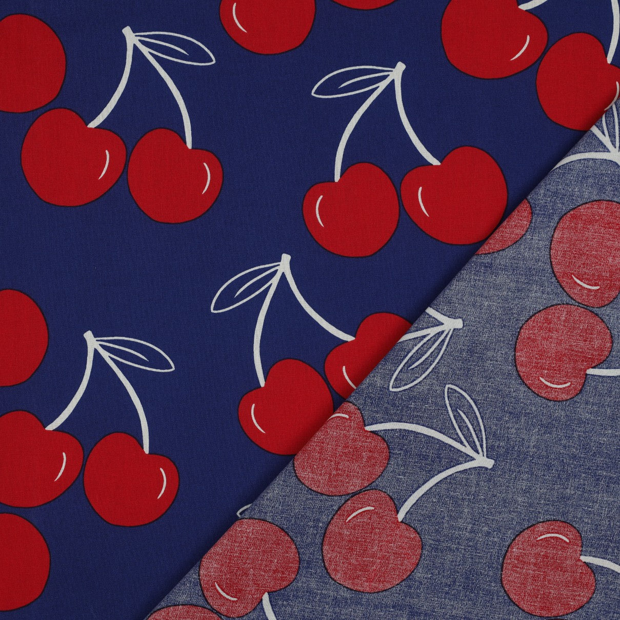 Beschichtete Baumwolle Cherries Kirschen blau