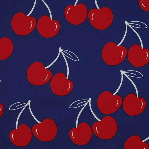 Beschichtete Baumwolle Cherries Kirschen blau