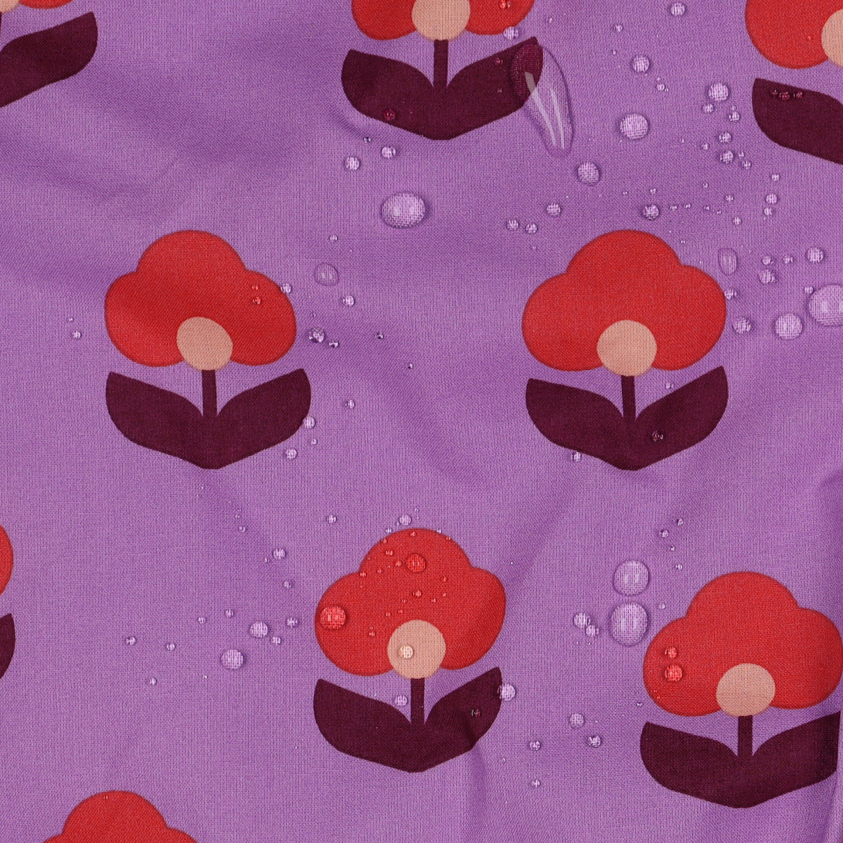 Beschichtete Baumwolle Retro Flowers flieder rot