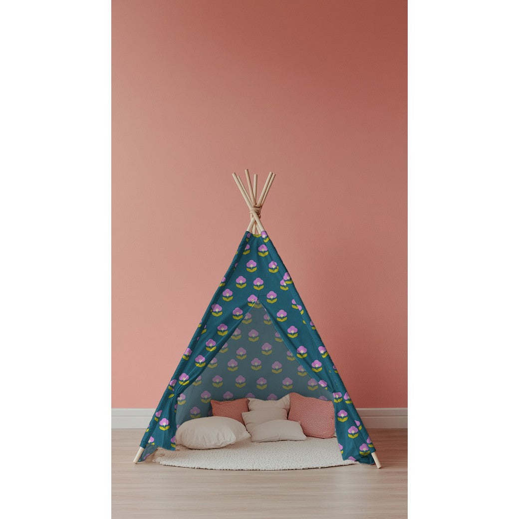 Beschichtete Baumwolle Retro Flowers flieder rot