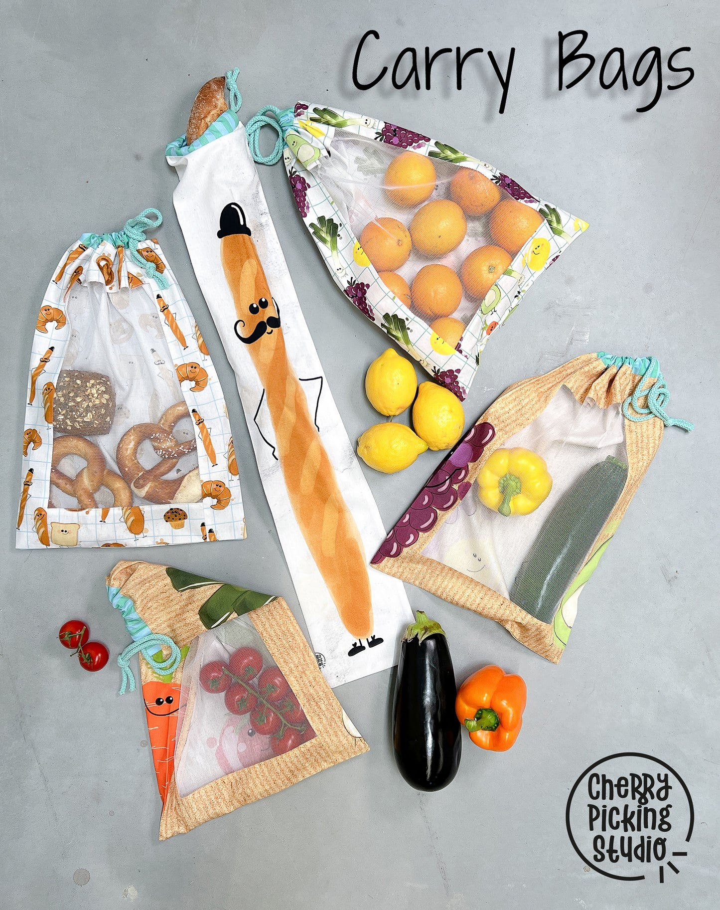 Baumwolle Panel Carry Bags- by Cherry Picking inkl. Materialset
