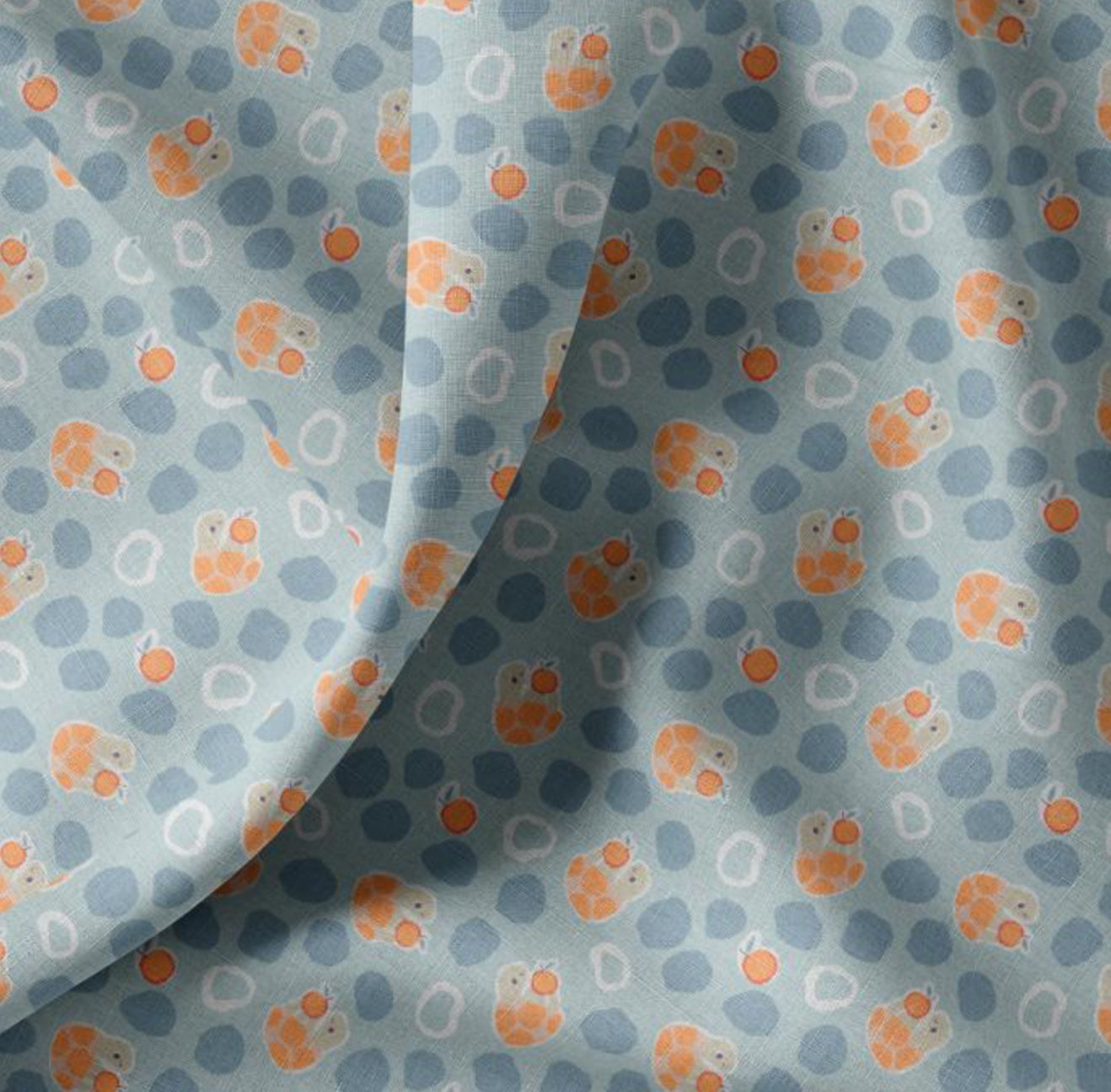 Baumwolle Schildkröten blau orange