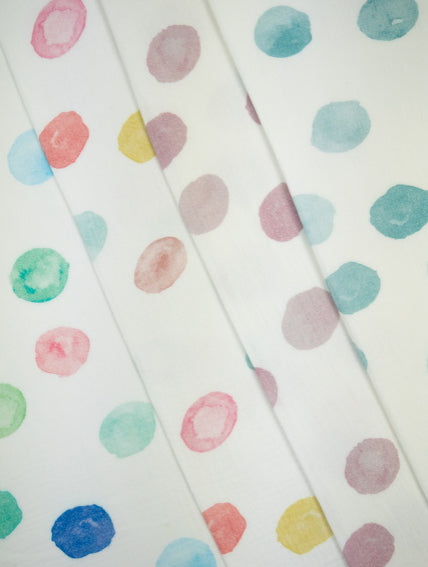 Musselin Thea Abstrakt Tupfen bunt mauve rot