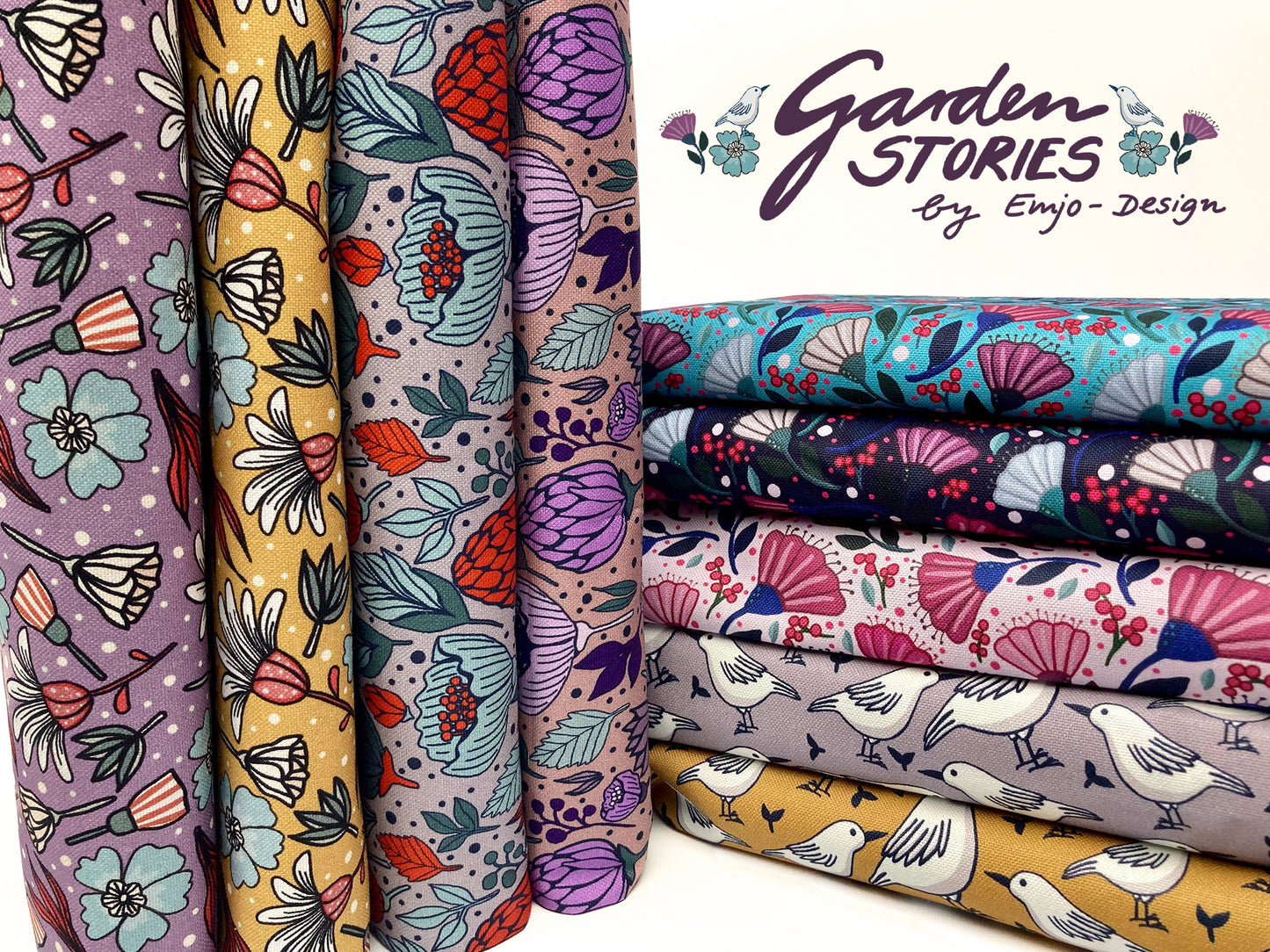 Canvas Garden Stories by Emjo Design Blumen senf mint