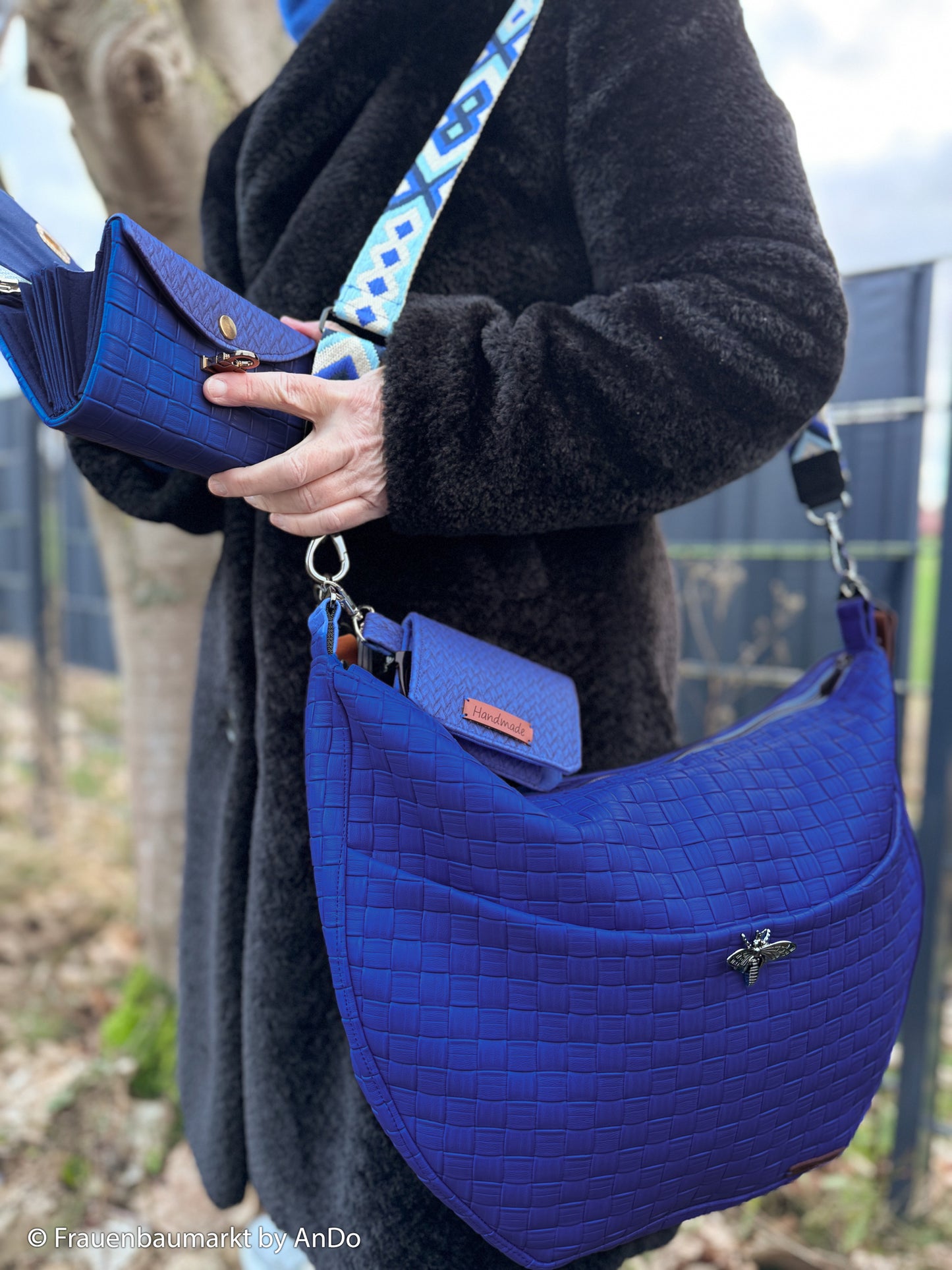 Kunstleder Venus Webstrucktur royalblau