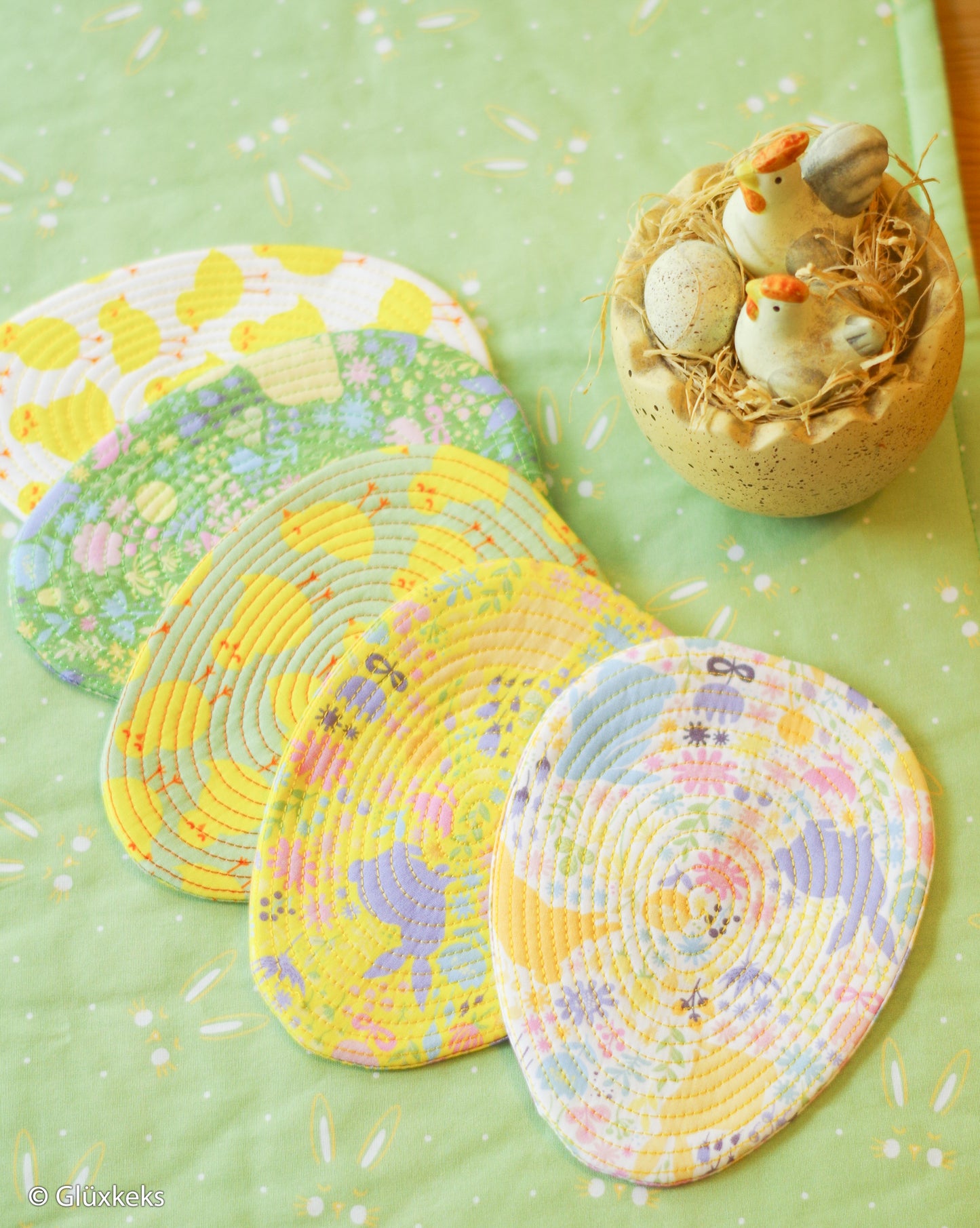 Baumwolle Ostern Hasen Blumen weiß