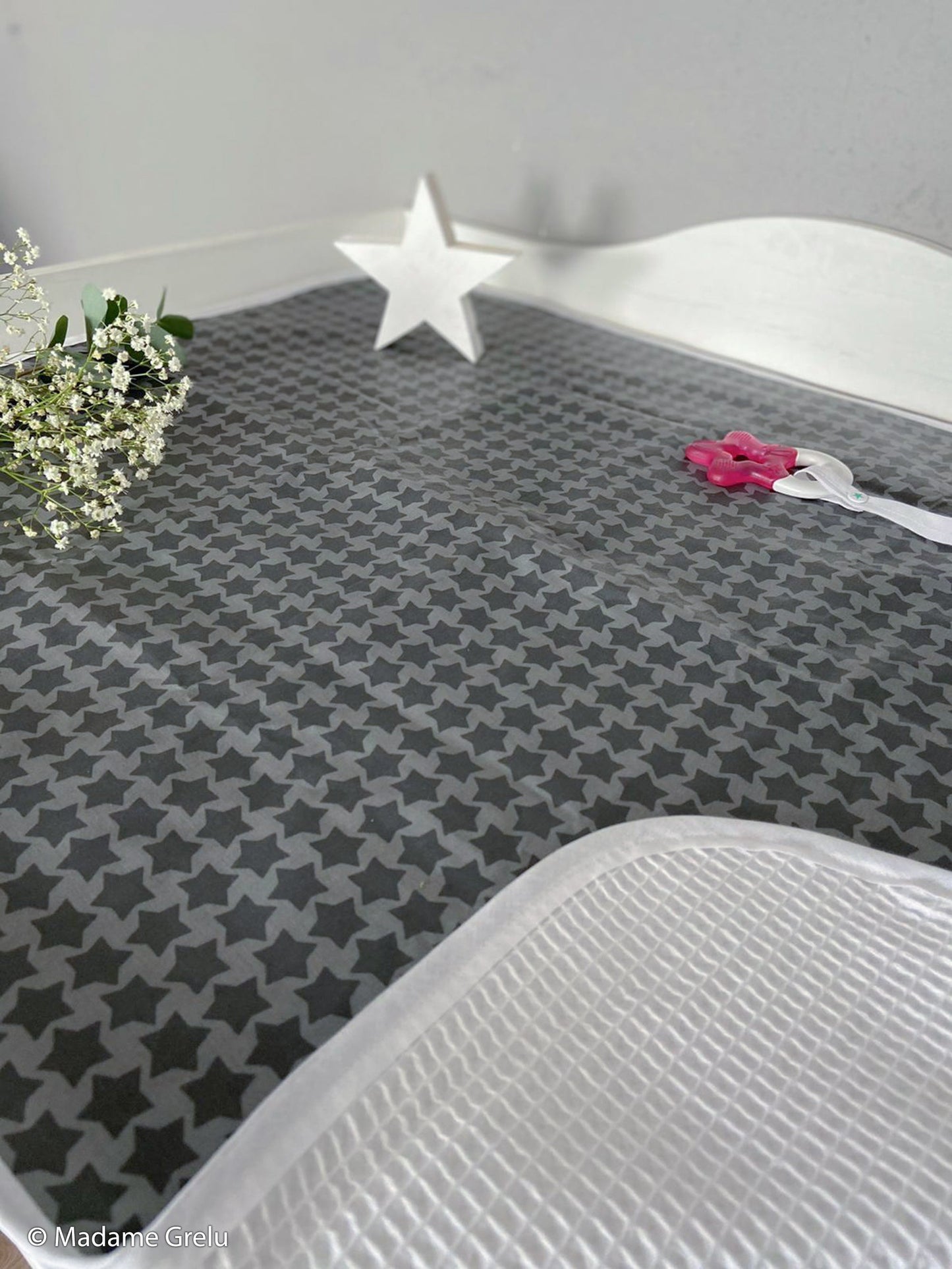 Waffelpiqué uni rauchblau