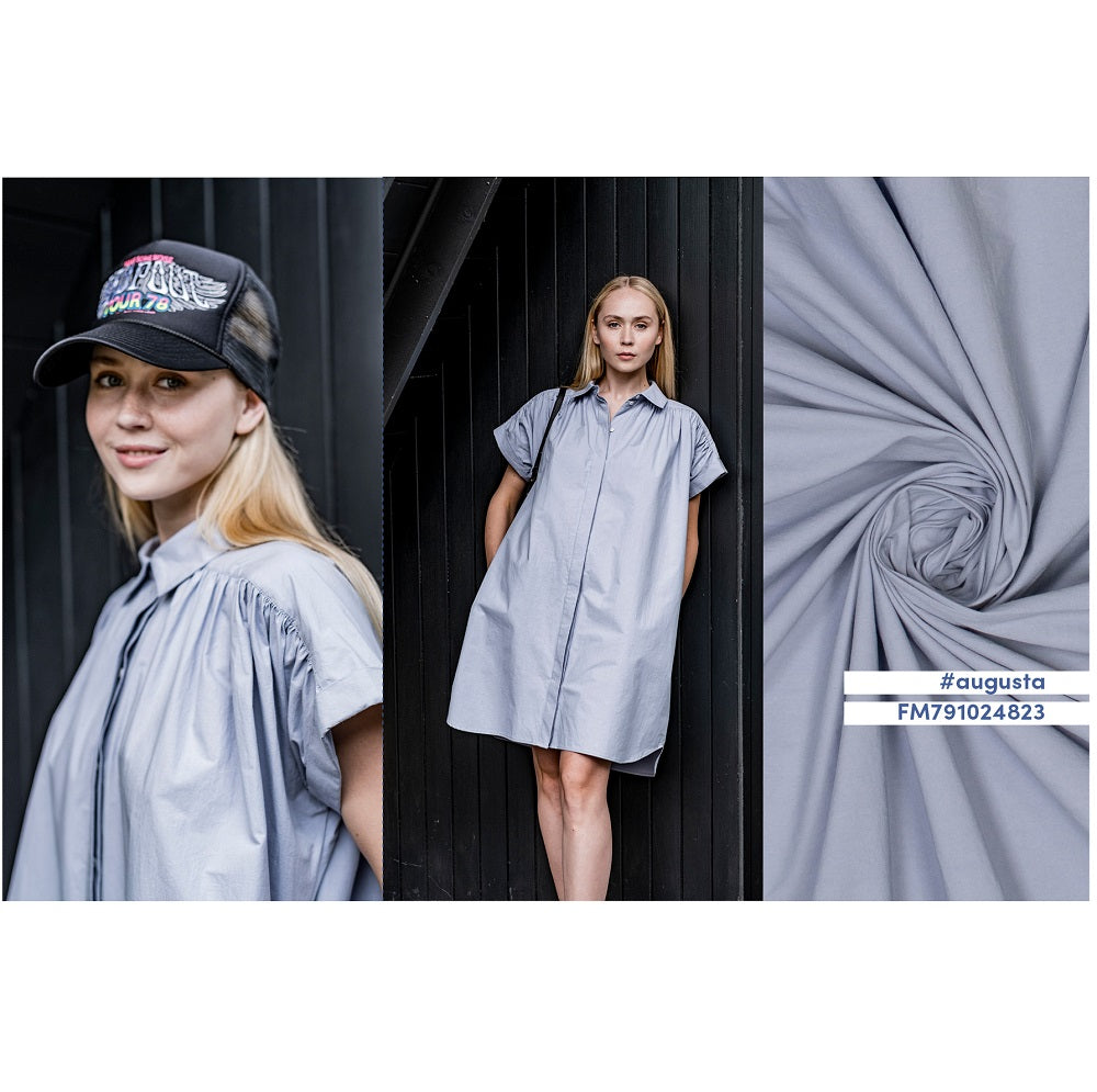 Fibre Mood gewaschene Baumwollpopeline blau-grau