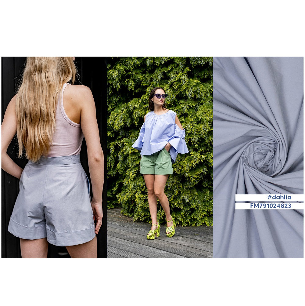 Fibre Mood gewaschene Baumwollpopeline blau-grau