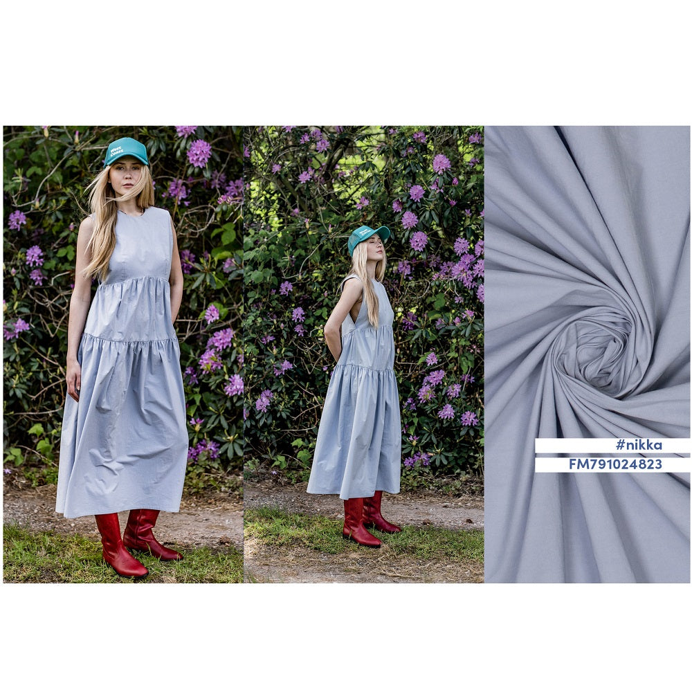 Fibre Mood gewaschene Baumwollpopeline blau-grau