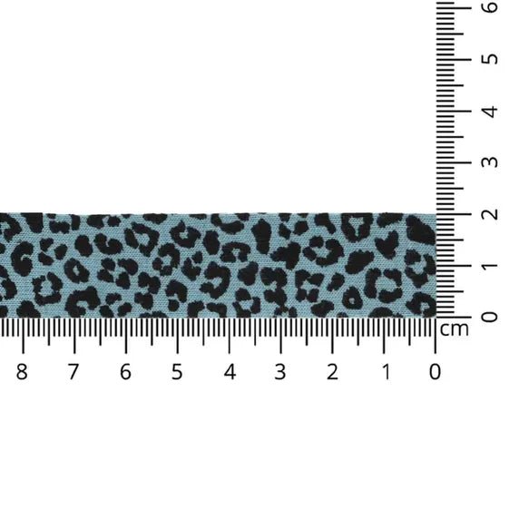 Jersey Schrägband 40/20mm Coupon leoprint rauchblau