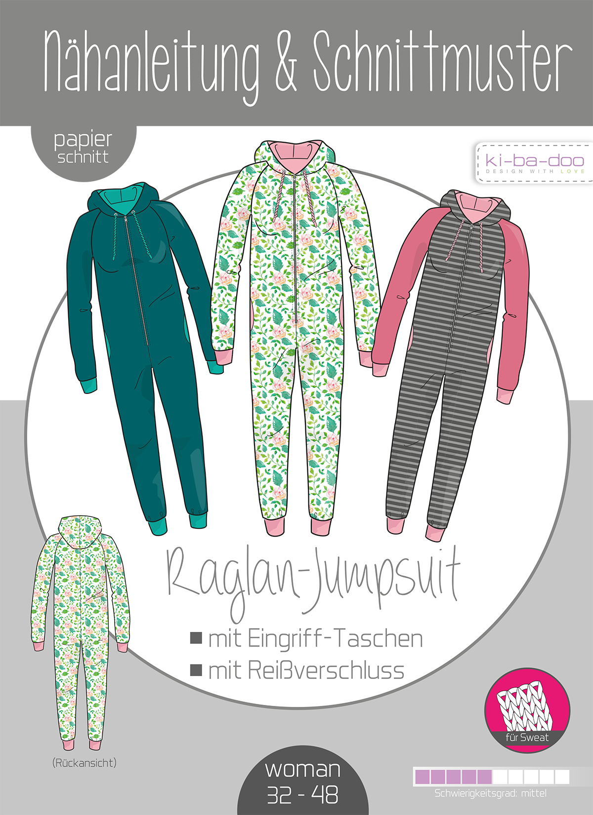 Ki-ba-doo Raglan Jumpsuit Damen