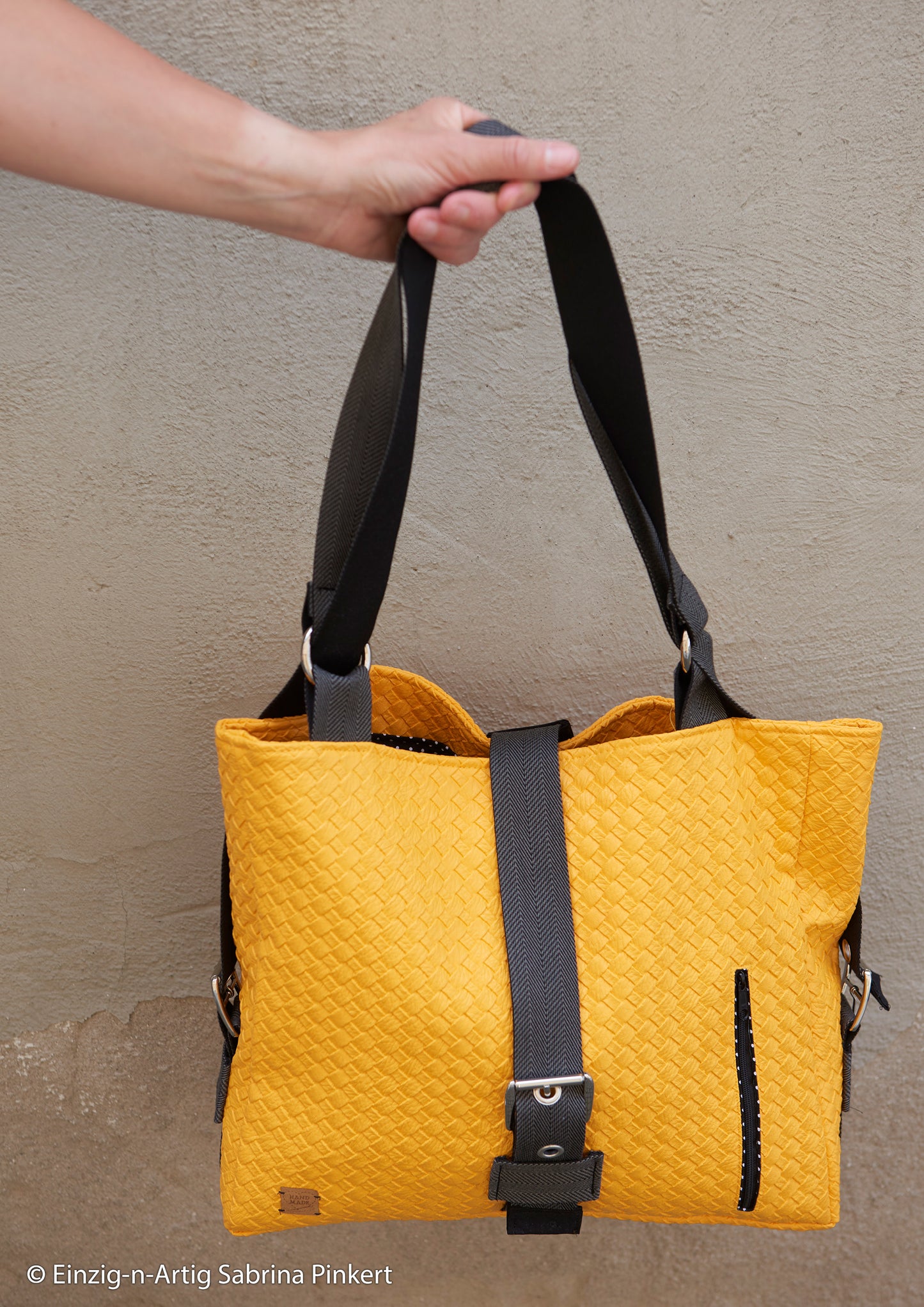 Kunstleder Beatrice geflochten gelb