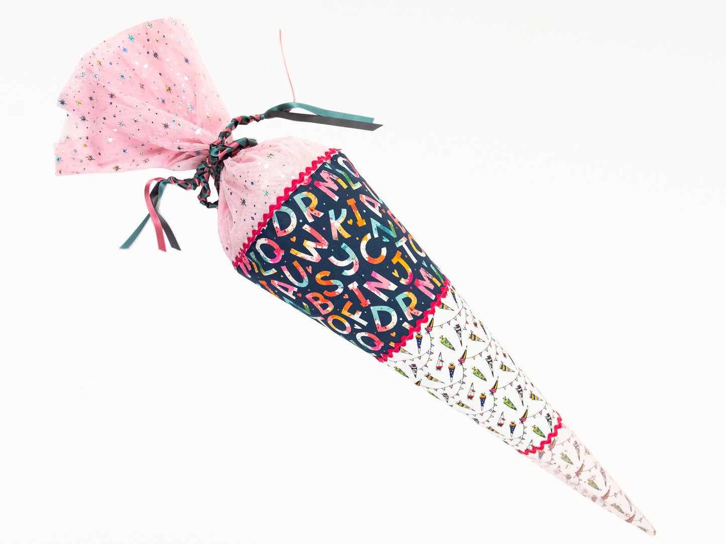 Baumwolle ABC pink orange rosa auf blau