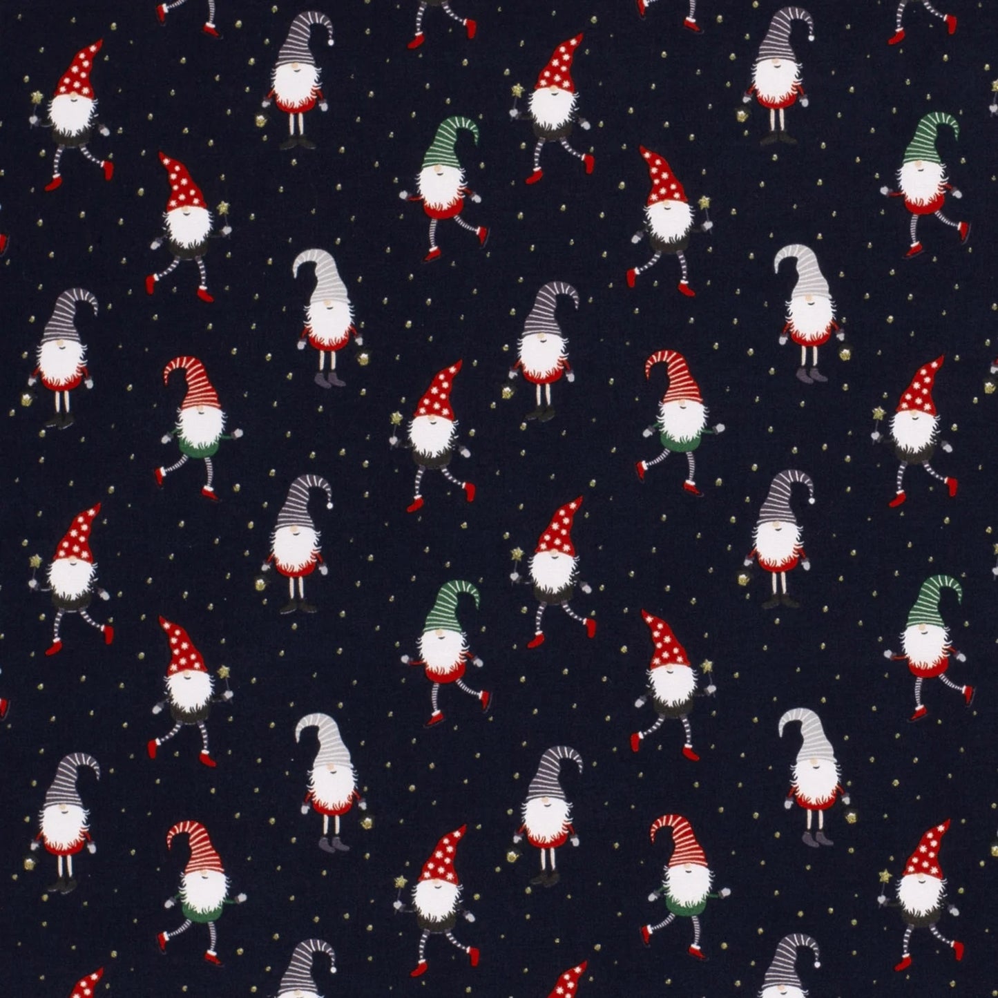 Baumwolle Weihnachten Wichtel dunkelblau