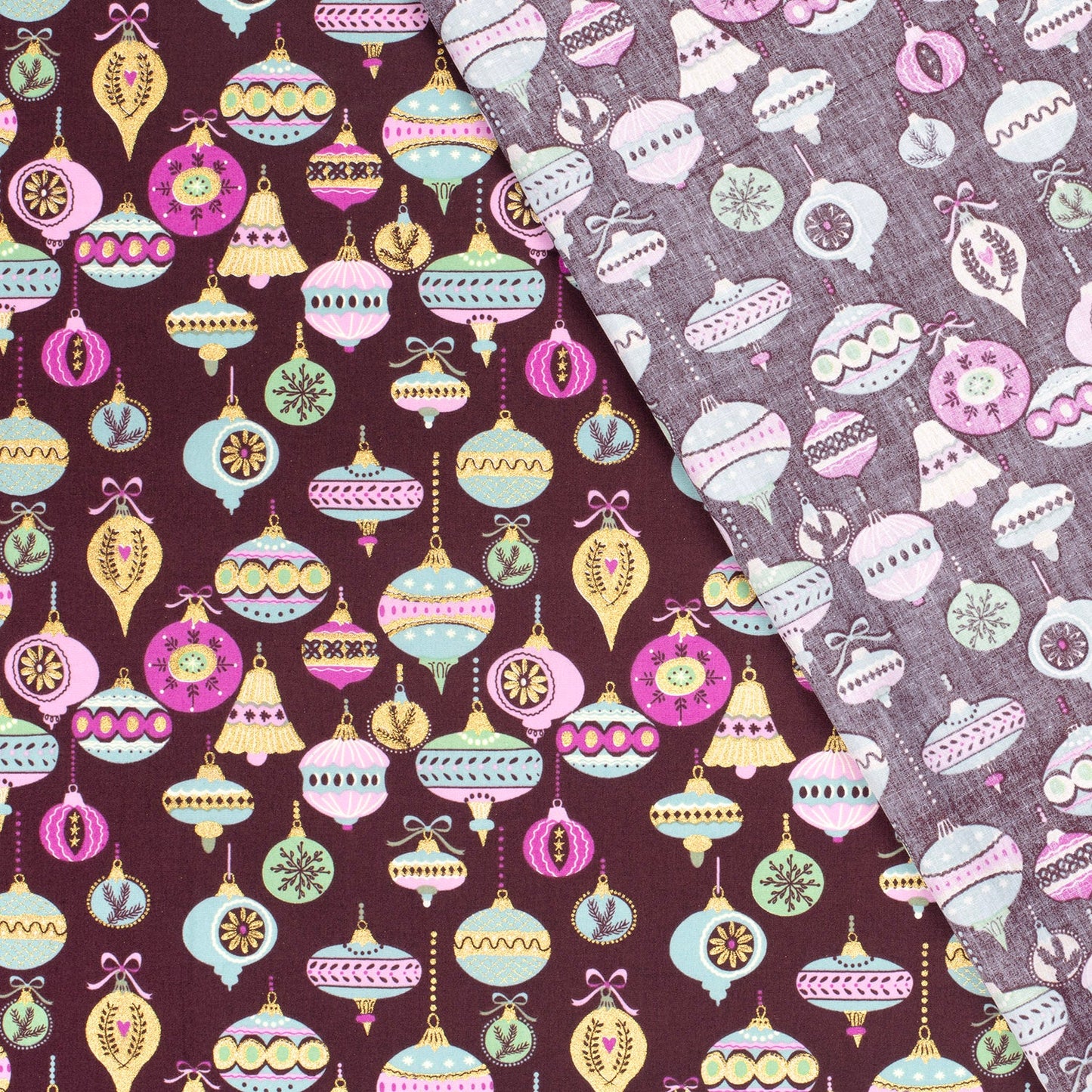 Baumwolle Weihnachten Weihnachtskugeln weinrot gold