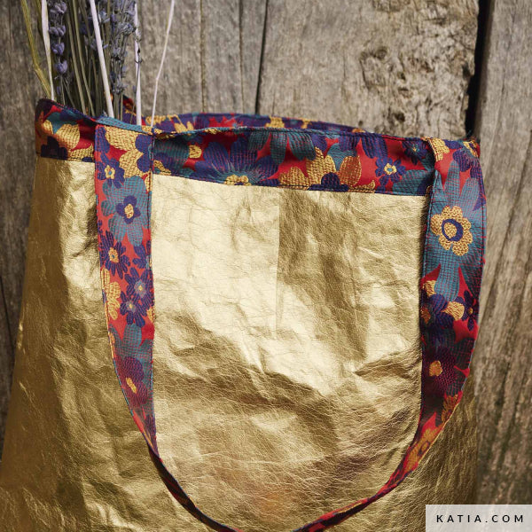 Brokat Taschenstoff rot gold
