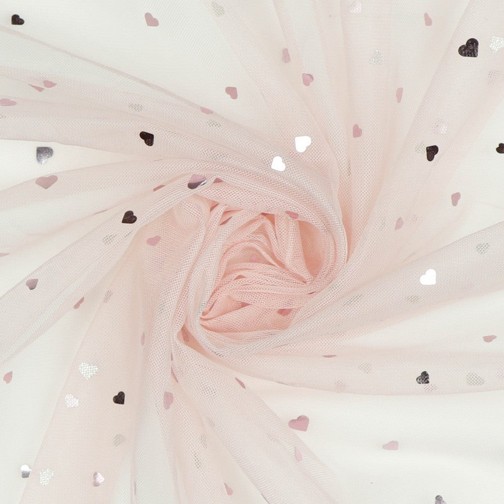 Tüll Softtüll Glitzer Herzen rosa