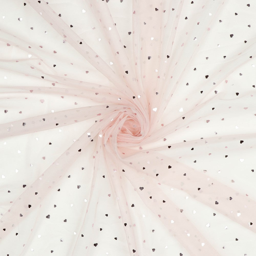 Tüll Softtüll Glitzer Herzen rosa