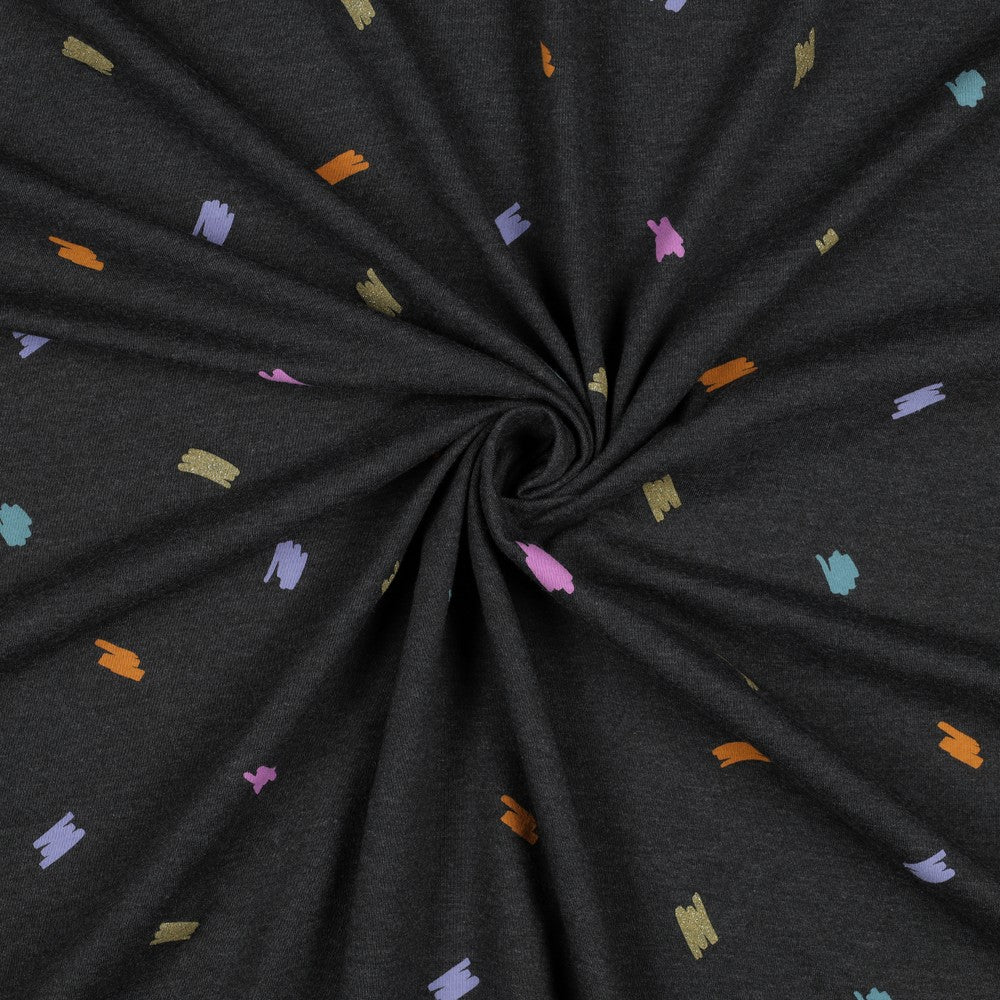 Jersey melange Glitzer Striche anthrazit