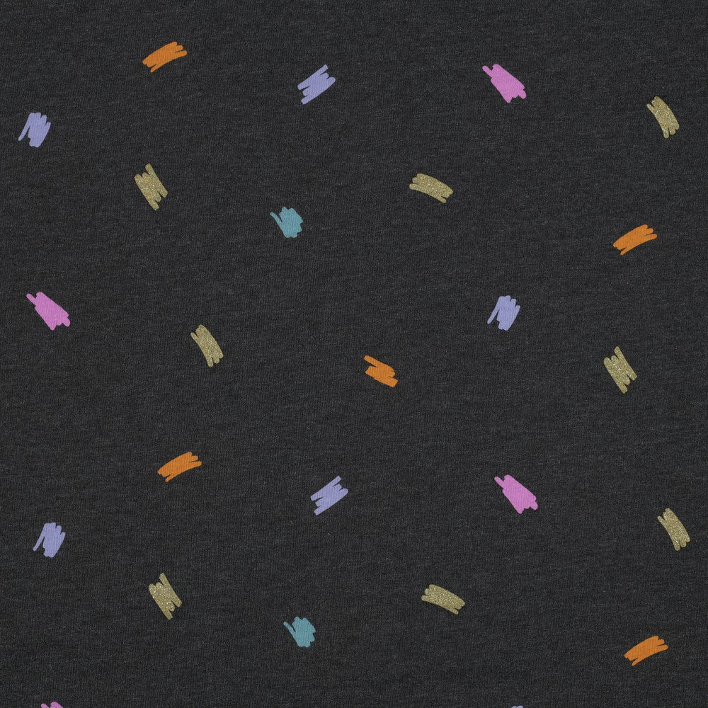Jersey melange Glitzer Striche anthrazit