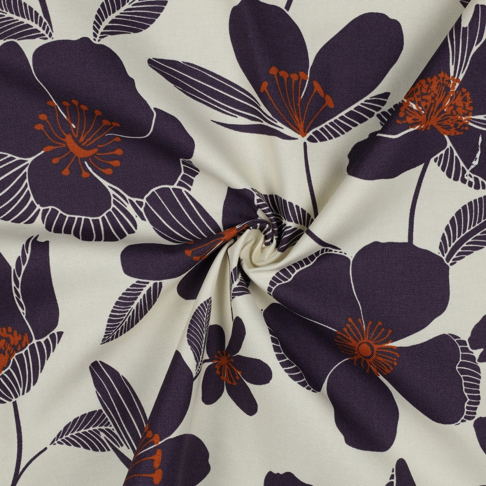 Canvas big flowers aubergine