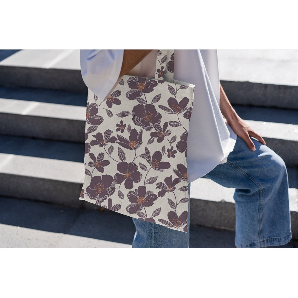 Canvas big flowers aubergine