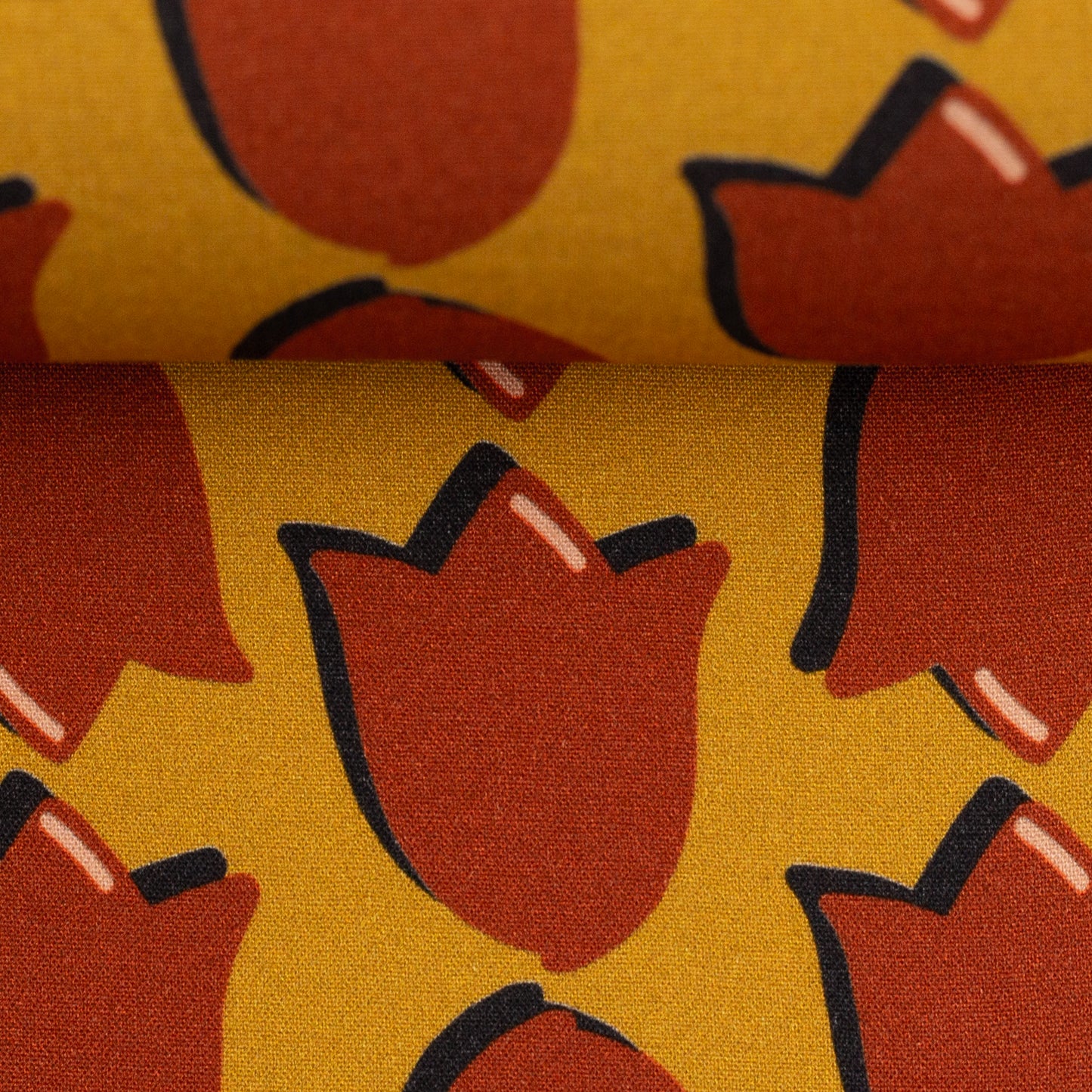 Viskose Bluse Retro Tuilps senfgelb by Cherry Picking