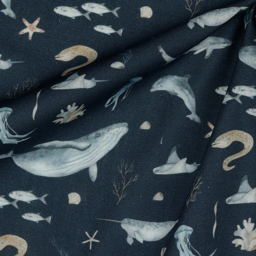 Baumwolle maritim Sealive navy