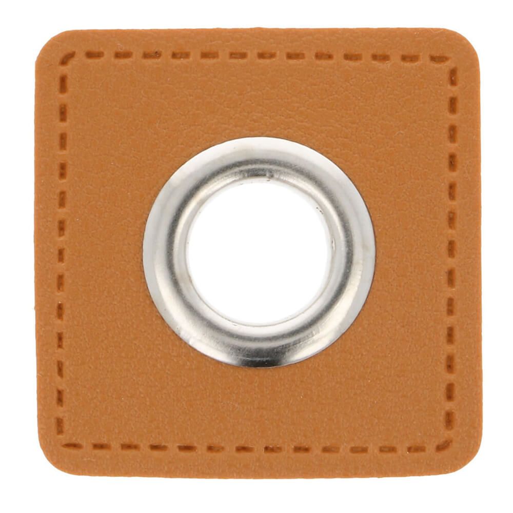 Ösenpatch Kunstleder 11mm camel