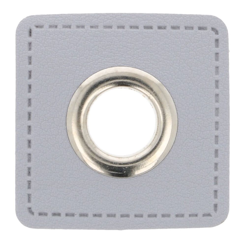 Ösenpatch Kunstleder 11mm grau
