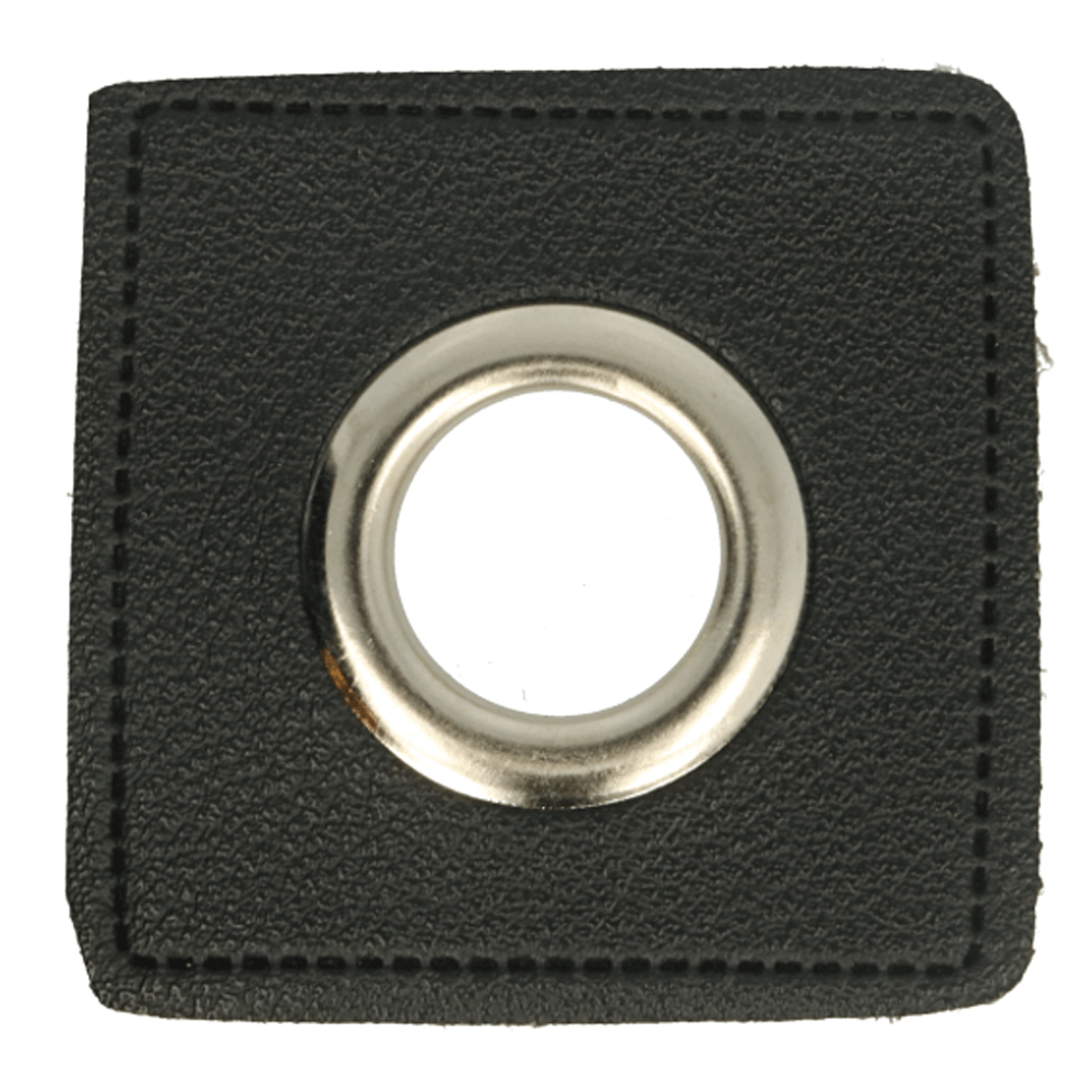 Ösenpatch Kunstleder 11mm schwarz