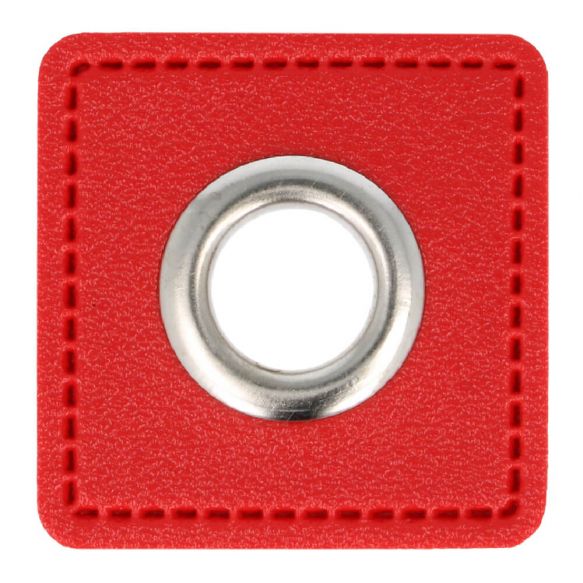 Ösenpatch Kunstleder 11mm rot