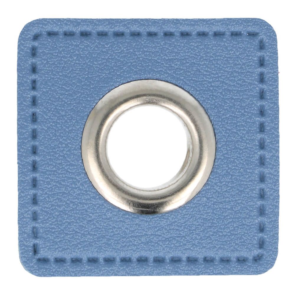 Ösenpatch Kunstleder 11mm mittelblau