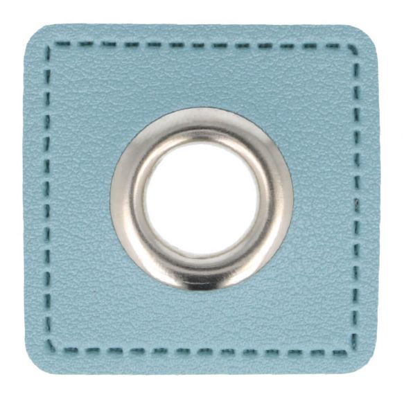 Ösenpatch Kunstleder 11mm hellblau