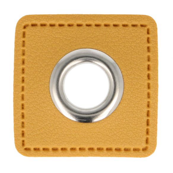 Ösenpatch Kunstleder 11mm senf