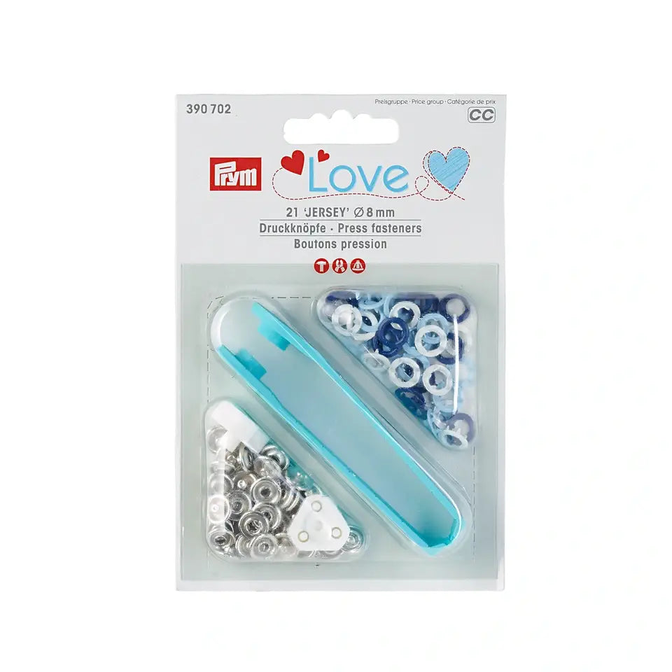 Prym Love Druckknöpfe Jersey 8mm blau weiß