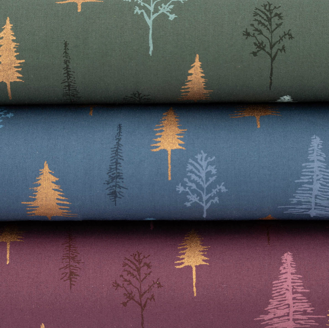 Baumwolle Weihnachten Bäume rauchblau