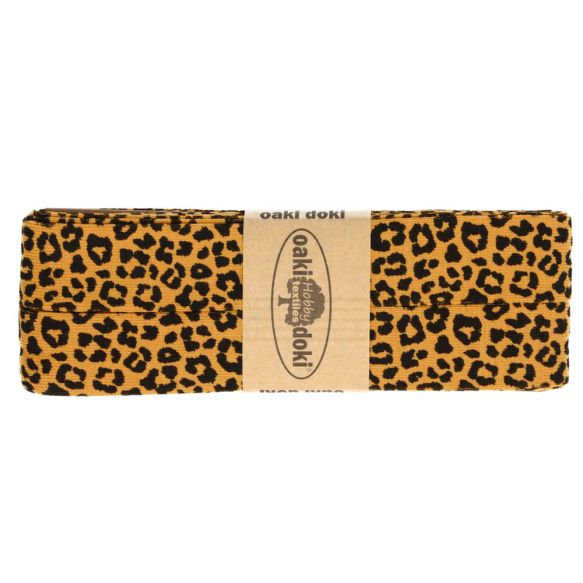 Jersey Schrägband 40/20mm Coupon leoprint senf