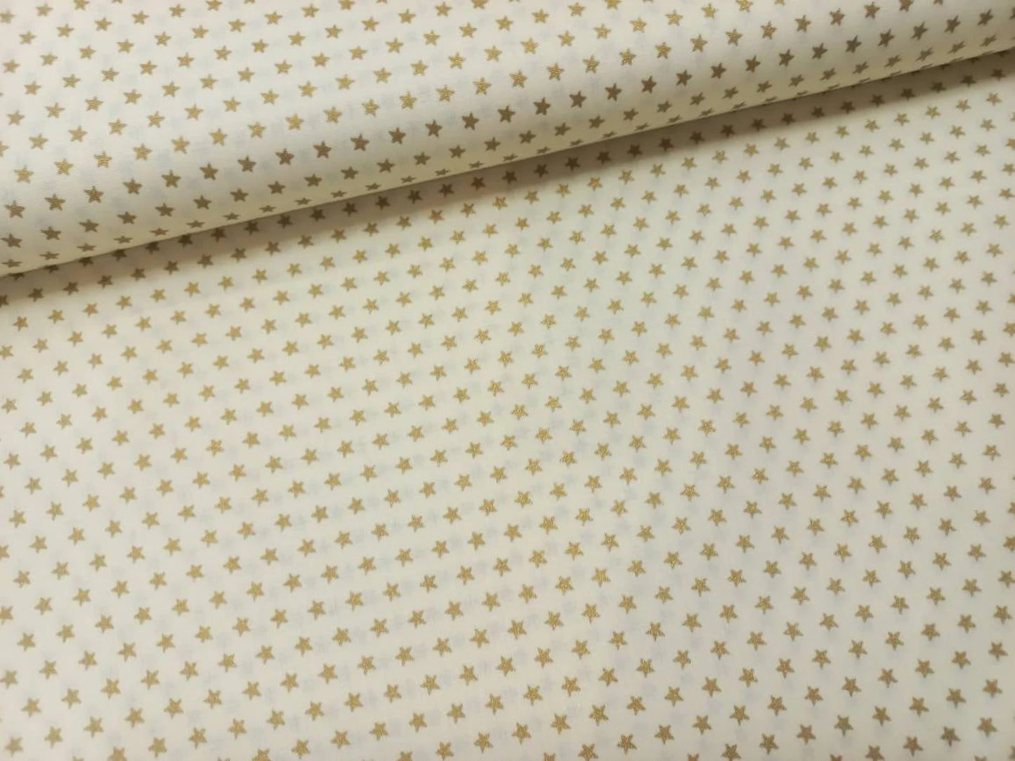 Baumwolle Weihnachten Sterne gold creme