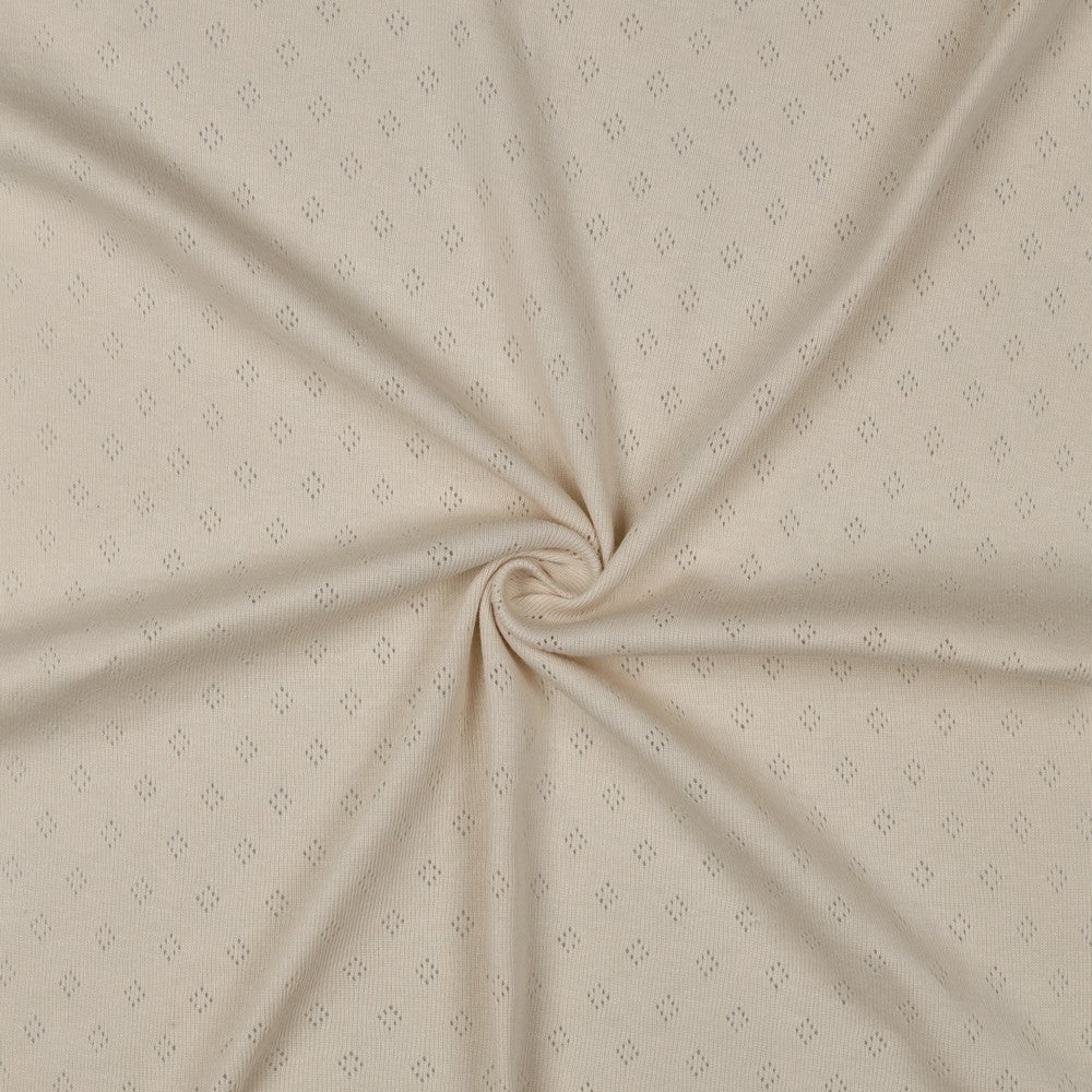Jersey Feinstrick Ajour Pointoille beige